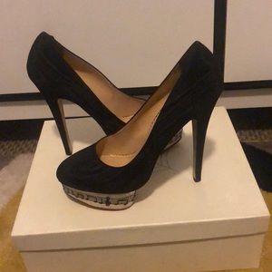 Charlotte Olympia black and white music note pumps with platform sole size 41